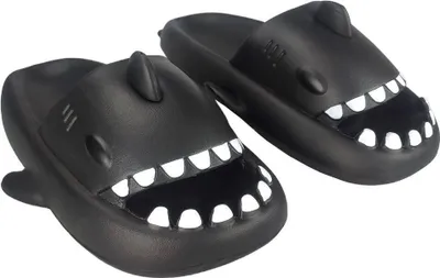 Produktbild von Dámské pánské koupací pantofle Pěnová koupací obuv Pantofle Shark Black Velikost 44/45