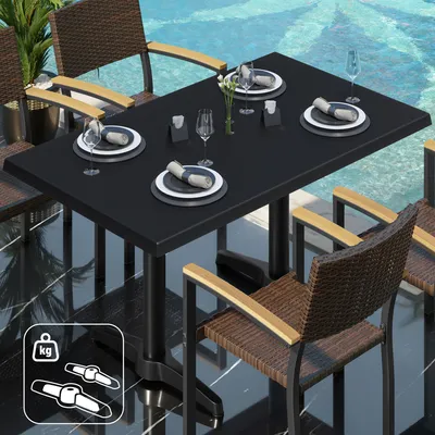 Produktbild von WBC | Bistro Außen Tisch | B: T: H:  120 x 70 x 80,5 cm | Schwarz / Schwarz | Rechteckig | Zusatzgewicht | Bistrotisch Gastro Tisch
