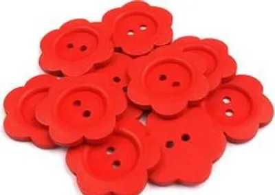 Produktbild von 1 Knopf 47mm Holzknopf rot Applikationen nähen 2-Loch