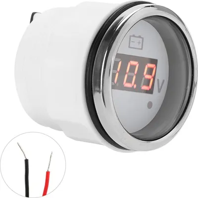 Obrázek produktu pro 2in Battery Voltage Gauge LED Digital Display IP67 Waterproof Smart Alarm Universal for Boat AutoWhite