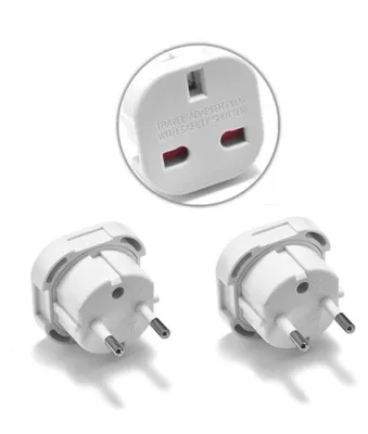 Productafbeelding van Reisstekker Engeland/Ierland-EU - Type G naar C/E/F - Geaard - 2.5A - 600W - Wit - 2 stuks