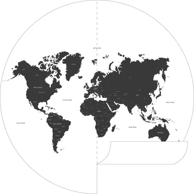 Produktbild von ESTAhome selbstklebende runde Tapete Weltkarte Schwarz-Weiß Ø 140 cm