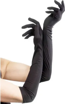 Produktbild von Ellenbogenlange Schwarze Handschuhe Damen Charleston Vintage Handschuhe für Fasching Karneval Halloween Burlesque Kostüm