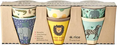 Obrázek produktu pro Sada 6 melaminových hrnků Rice Jungle Animals Print