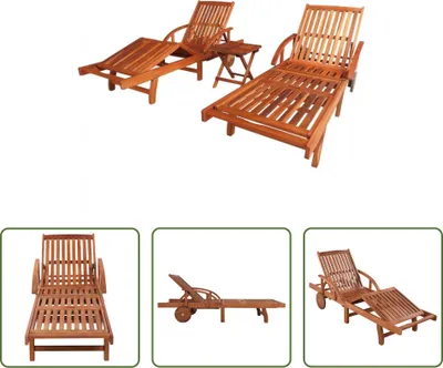 Produktbild von The Living Store Sonnenliegen 2 Stk. mit Tisch Akazie Massivholz
