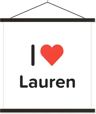 Produktbild von MuchoWow® Textilposter Ich liebe - Lauren - Mädchen 60x60 cm mit schwarzem Rahmen - Posteraufhänger