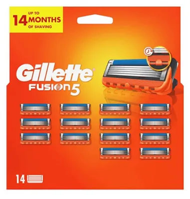 Produktbild von Gillette Fusion5 Rasierklingen, Männer, Gillette, Fusion5, Edelstahl, Orange, 14 Stück(e)