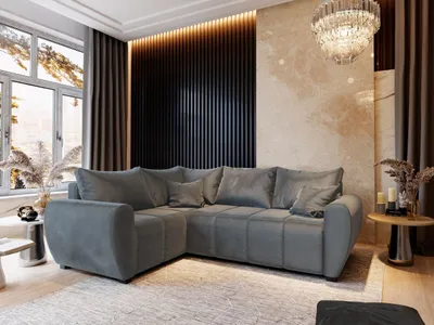 Produktbild von Masseno Ecksofa MADISON L L-S mit Schlaffunktion L-Form, Sofa mit Bettkasten, Wohnzimmersofa, Couch, Soffa, Bettsofa, Couchgarnitur- Grau, PAROS 06