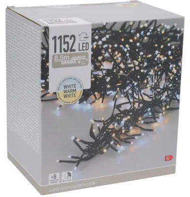 Obrázek produktu pro LED vánoční světelná girlanda, délka 8,5 m, 1152 LED diod, bílá barva, s časovačem a různými světelnými programy – vánoční osvětlení