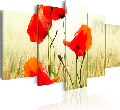 Image de Tableaux muraux floraux, 100x50 cm, ensemble de 5 pièces – Impression sur toile, décoration murale pour chambre, tableaux pour salon, tableaux modernes sur toile. Référence : 030210-53