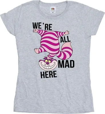 Produktbild von Disney - "Alice In Wonderland All Mad Here" T-Shirt für Damen BI7118 (XXL) (Grau)