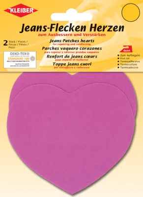 Zdjęcie produktu dla KLEIBER Naszywki jeansowe serca 85 x 105 mm różowe 2 szt
