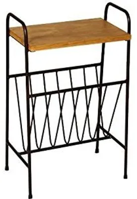 Beistelltisch mit Zeitschriftenhalter, Holz/Schwarz, 40x13x35 cm