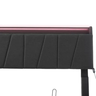 Produktbild von Flieks Polsterbett 140x190cm mit Lattenrost, Hydraulisches Boxspringbett mit Stauraum, Stauraumbett Doppelbett mit Stauraumkopfteil & LED, Leinen Grau