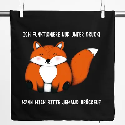 Produktbild von Huuraa Kissenbezug Drück mich Fuchs 40x40cm Black Baumwolle Dekokissenbezug Geschenkidee