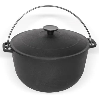 Produktbild von Camping Kazan aus Gusseisen 6 L Ø26cm Kasan mit Bügel Gulaschkessel Schmortopf