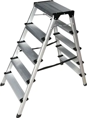 Produktbild von Trittleiter aus Aluminium mit 5 Stufen, beidseitig begehbar