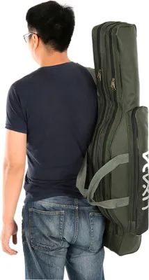 Imagen del producto de Bolsa de pesca de 100 cm/130 cm/150 cm, portátil, plegable, para carretes y cañas de pescar, funda para accesorios, herramientas y equipo de pesca, bolsa de transporte, bolsa de almacenamiento y organizador