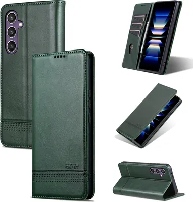 Produktbild von Leder Hülle für Samsung Galaxy A36 5G, Klapphüllen Brieftasche Magnetverschluss Ständer Schutzhülle Grün