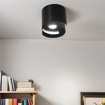 Produktbild von Deckenleuchte Schwarz GU10 Modern Design Ø 21 cm Metall Deckenlampe Wohnzimmer Flur