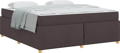 Imagen del producto de Estructura de cama con colchón Marrón Oscuro 180 x 200 cm tela
