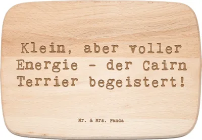 Produktbild von Mr. & Mrs. Panda Holzbrett Spruch Cairn Terrier - Transparent - Geschenk, Hunderassen Pflege, Schneidebrett, massivholzbrett, Frühstücksbrettchen, Abenteuerlustige Hunde