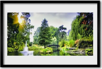 Produktbild von Bild 60x40 MDF-Rahmen Wandkunst Natur Sonne Wald Wasserfall