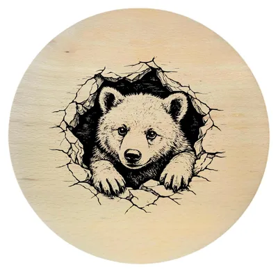 Immagine prodotto di Tagliere in faggio con incisione di un orso – tagliere rotondo in legno da 20 cm