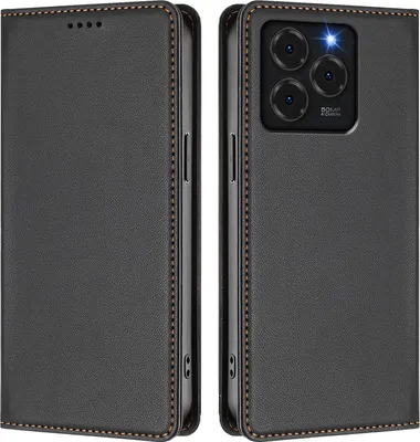 Produktbild von Handyhülle für Ulefone Note 20 Pro, Kunstleder Klapphülle Stoßfeste Magnetische Hülle mit Ständer Schwarz