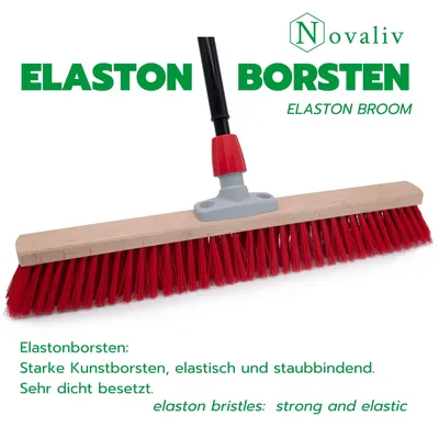Obrázok produktu pre Novaliv metla 80 cm I Metla s výsuvnou násadou I Elaston červená I Hrubá I Priemyselná metla Zametacia metla Záhradná metla Dvorová metla