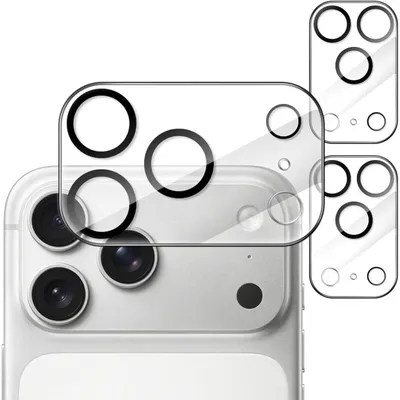 Immagine prodotto di Custodie protettive per fotocamera di iPhone 17 Pro, 6,3 pollici, vetro temperato 9H, alta definizione, confezione da 3 pezzi