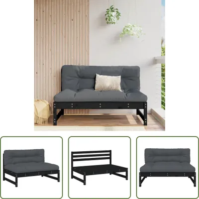 Produktbild von The Living Store Mittelsofa Schwarz 120x80 cm Massivholz Kiefer