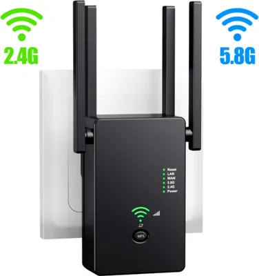 Imagen del producto de Enrutador WLAN WiFi AIORBER, amplificador WiFi AC1200M, doble banda de 5 GHz y 2.4 GHz, amplificador de señal, compatible con WPS, puertos LAN, velocidad de hasta 1200 Mbps, para cualquier dispositivo