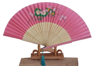Produktbild von 093 Tanz-, Deko-, Sommer,- Zier- Fächer, Blumen rosa Bambus