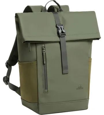 Produktbild von Rivacase Eden Rucksack Reiserucksack Olive Kunstleder (PU), Polyester, Recyceltes Polyethylenterephthalat (rPET)