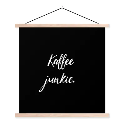 Produktbild von MuchoWow® Textilposter Kaffee Junkie - Sprichwörter - Kaffee 60x60 cm mit holzfarbenen Rahmen - Wanddekoration