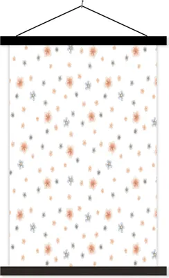 Produktbild von MuchoWow® Textilposter Sakura - Vintage - Muster 40x60 cm mit schwarzem Rahmen - Wanddekorationen