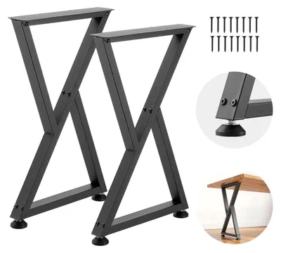 Immagine prodotto di Set di 2 piedini per tavolo - Gambe a forma di Z - Dimensioni 472 x 740 mm - Portata 1000 kg - Acciaio al carbonio - Per tavoli da pranzo, scrivanie e tavolini da salotto - Nero