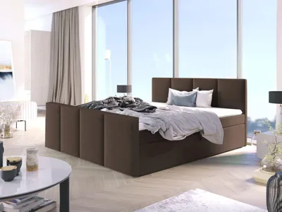 Produktbild von Bett, Boxspringbett STAR mit Fußteil, OHNE Topper, Bonell-Matratze, Bett mit 2 Bettkästen, Doppelbett, Stauraum, 180x200 cm, (Braun - Fego 158)