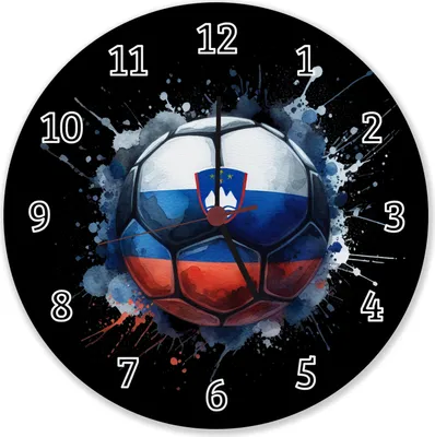 Produktbild von Fußball Slowenien Flagge Wanduhr aus Alu