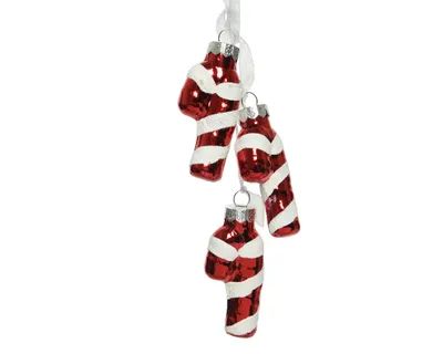 Produktbild von Christbaumschmuck Glas Zuckerstangen 5,5cm rot 3er Set