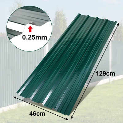 Produktbild von Peviasot 36 Stück Dachblech Trapezblech Profilblech Platten aus Metall, inkl. schnittfester Handschuhe, 129x46 cm, 0,25 mm, 21 m², Grün