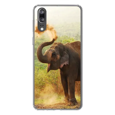 Produktbild von MuchoWow® Handyhülle Schutzhülle Hülle für Huawei P20 Elefant - Tiere - Wald - Bäume Silikon Softcase Handy Hülle - Hardcover