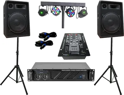 Produktbild von PA Party DJ Disco Lautsprecher Verstärker BT Mixer Stativ Lichtset 1680 Watt