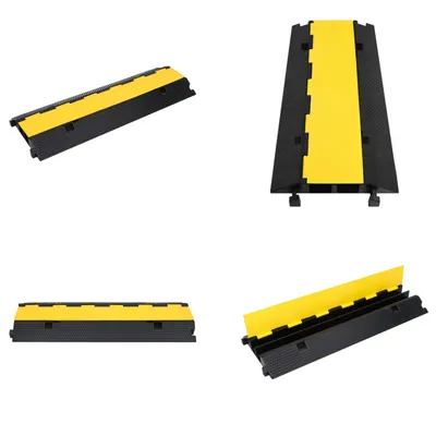 Produktbild von vidaXL Kabelbrücke 2 Kanäle Gummi 100 cm - Kabelbrücke - Kabelbrücken - Überfahrschutz - Schlauchbrücke