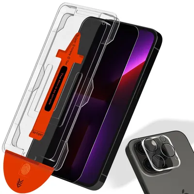 Zdjęcie produktu dla 1-pak iPhone 13 Pro Szkło ochronne na ekran Privacy & 1-pak ochrona obiektywu - Szkło hartowane | [Automatyczna instalacja] - Bez bąbelków
