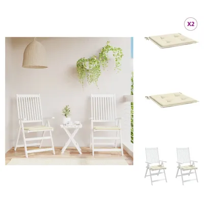 Immagine prodotto di vidaXL Cuscino per sedia da giardino 2 pz. Crema 40x40x3 cm Tessuto Oxford - Cuscino di seduta