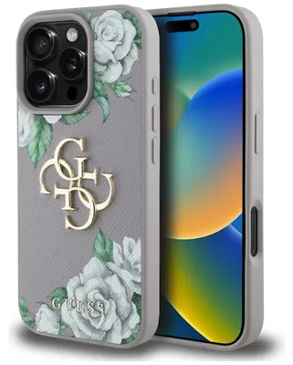 Produktbild von Guess Grained Roses 4G Etui für iPhone 16 Pro Violett