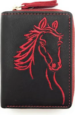 Produktbild von Jockey Club echt Leder Mini Geldbörse Portemonnaie mit RFID Schutz Pferd rot