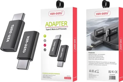 Produktbild von Adapter Typ-C Stecker auf Buchse - Schwarz KP34186